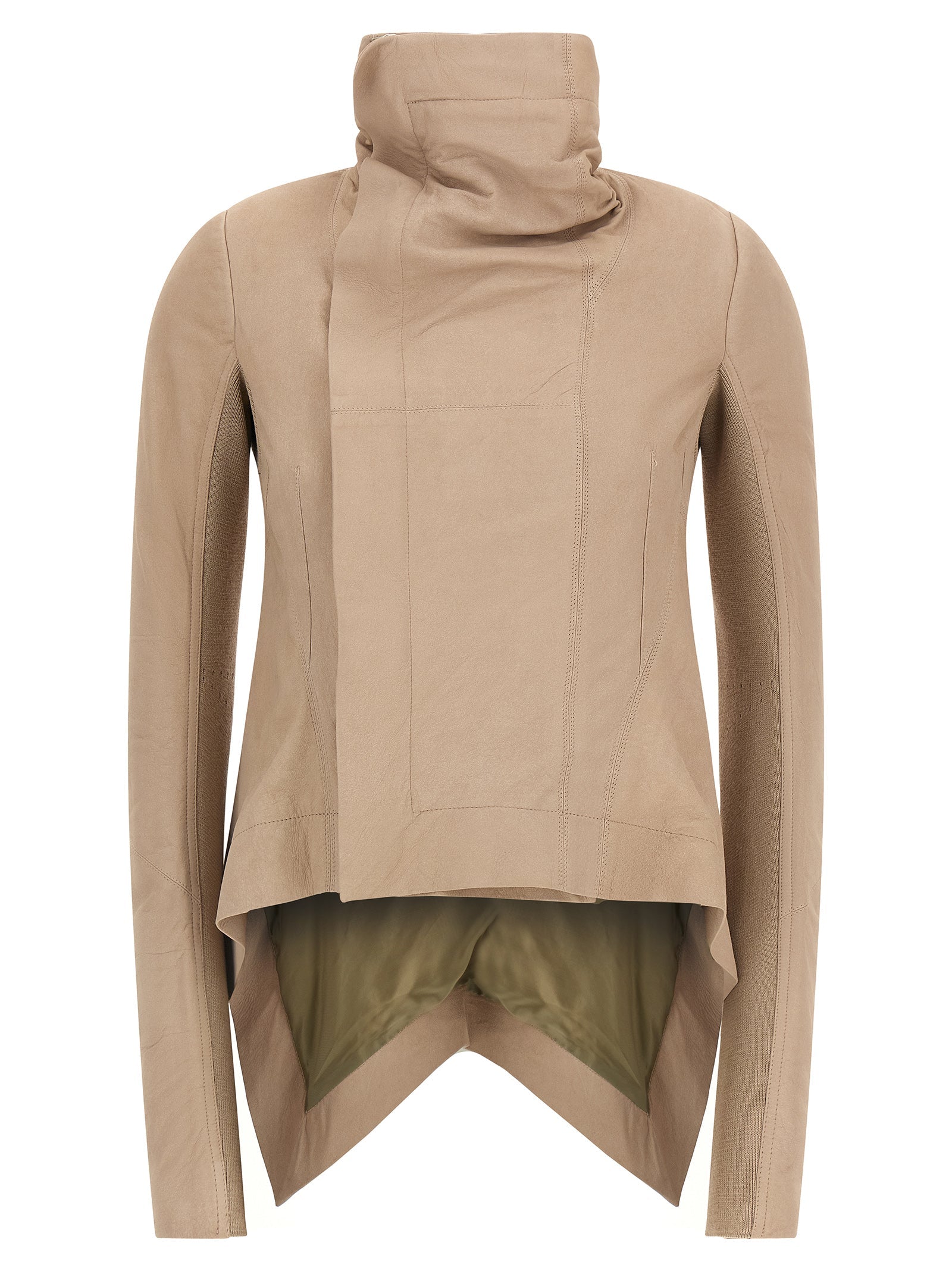 Rick Owens Beige Lamb Leather Leather Jacket