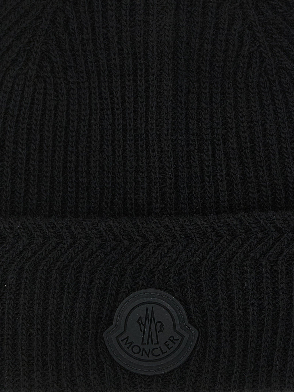 Moncler Black Virgin Wool Beanie