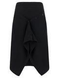 Lemaire Black Wool Midi Skirt