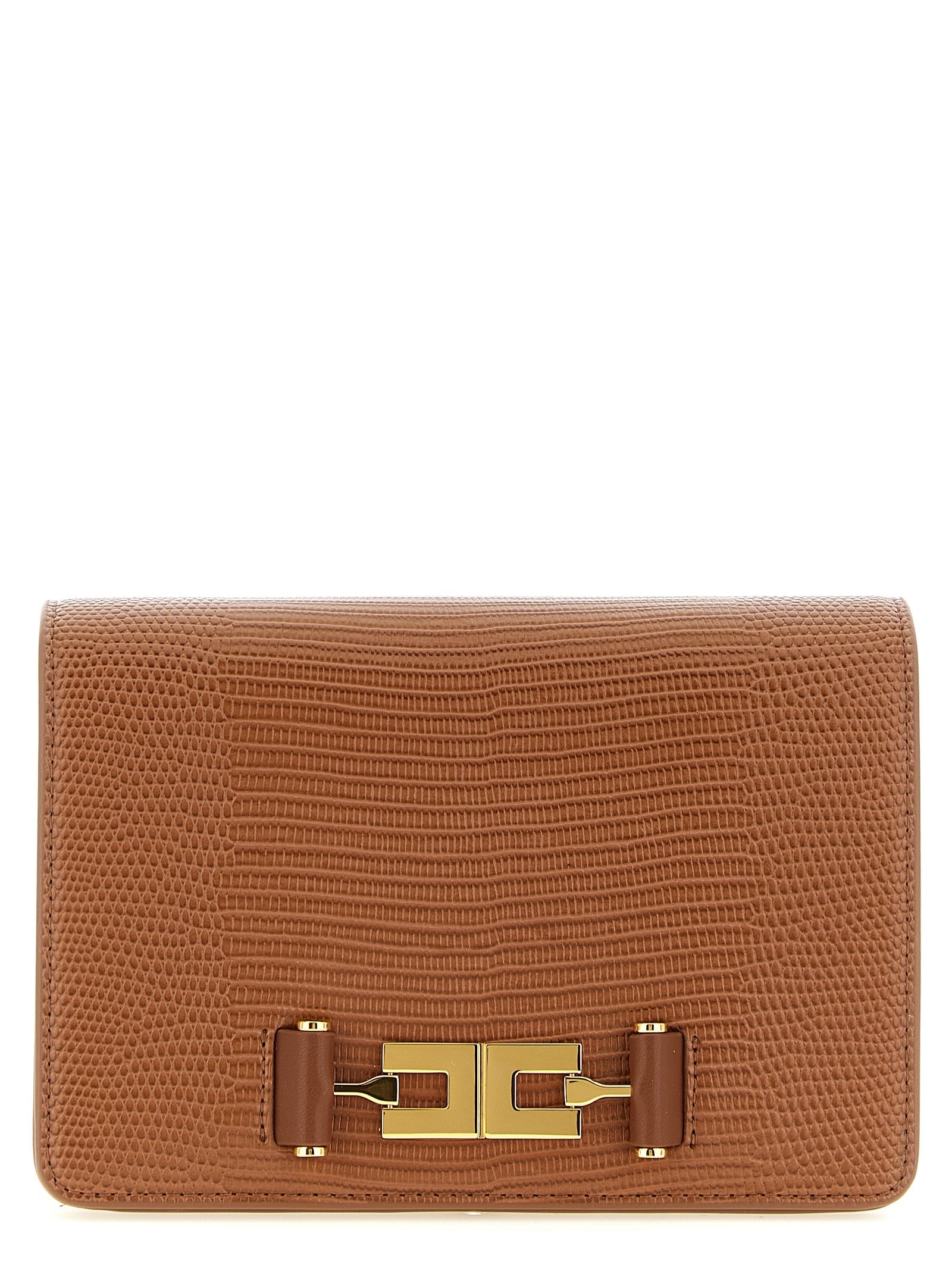 Elisabetta Franchi Brown Polyester Clutch Bag