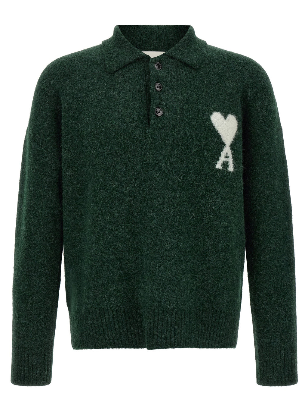 Ami Paris Bicolor Alpaca Leather Polo Shirt