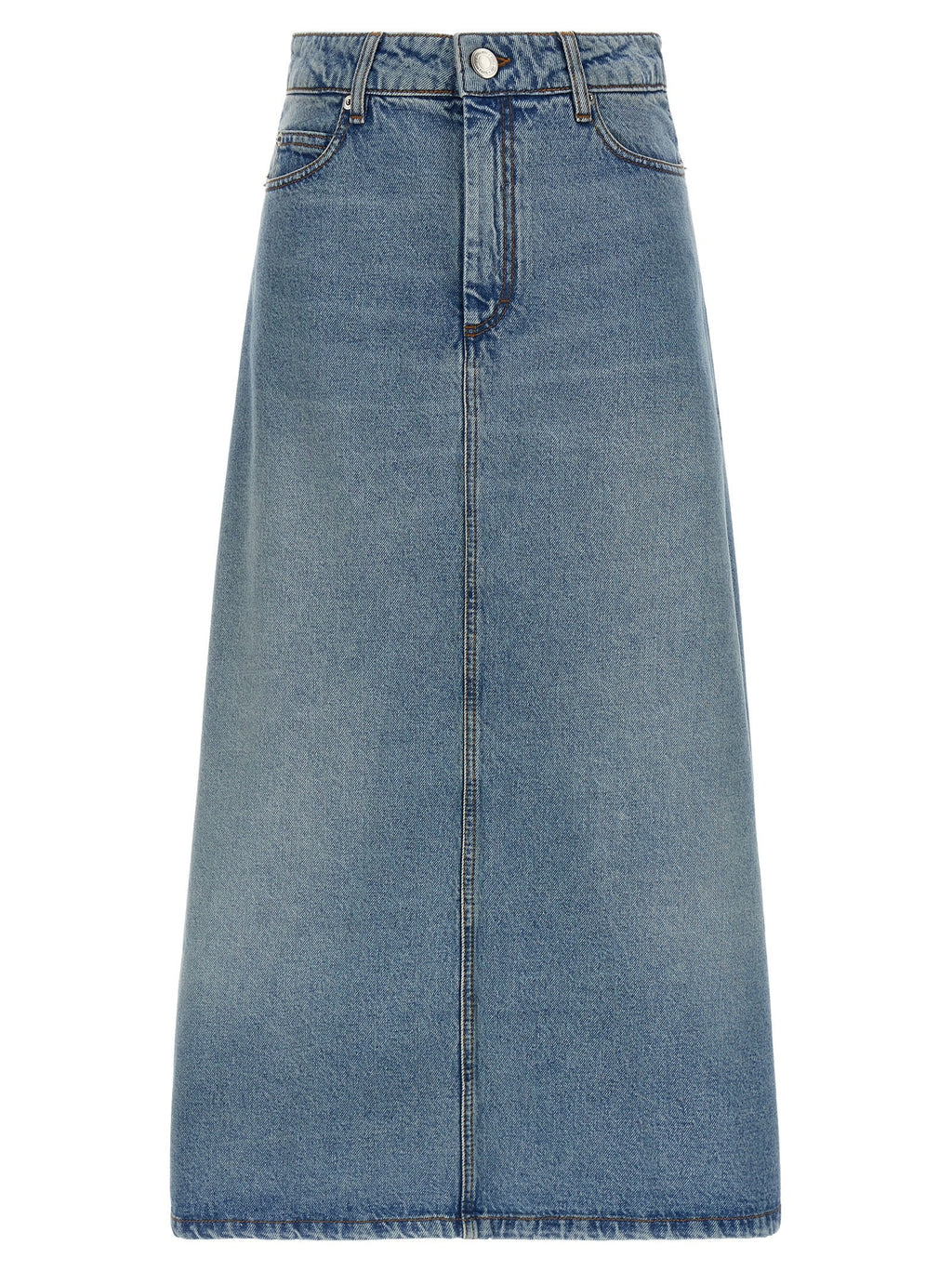 Ami Paris Blue Cotton Midi Skirt