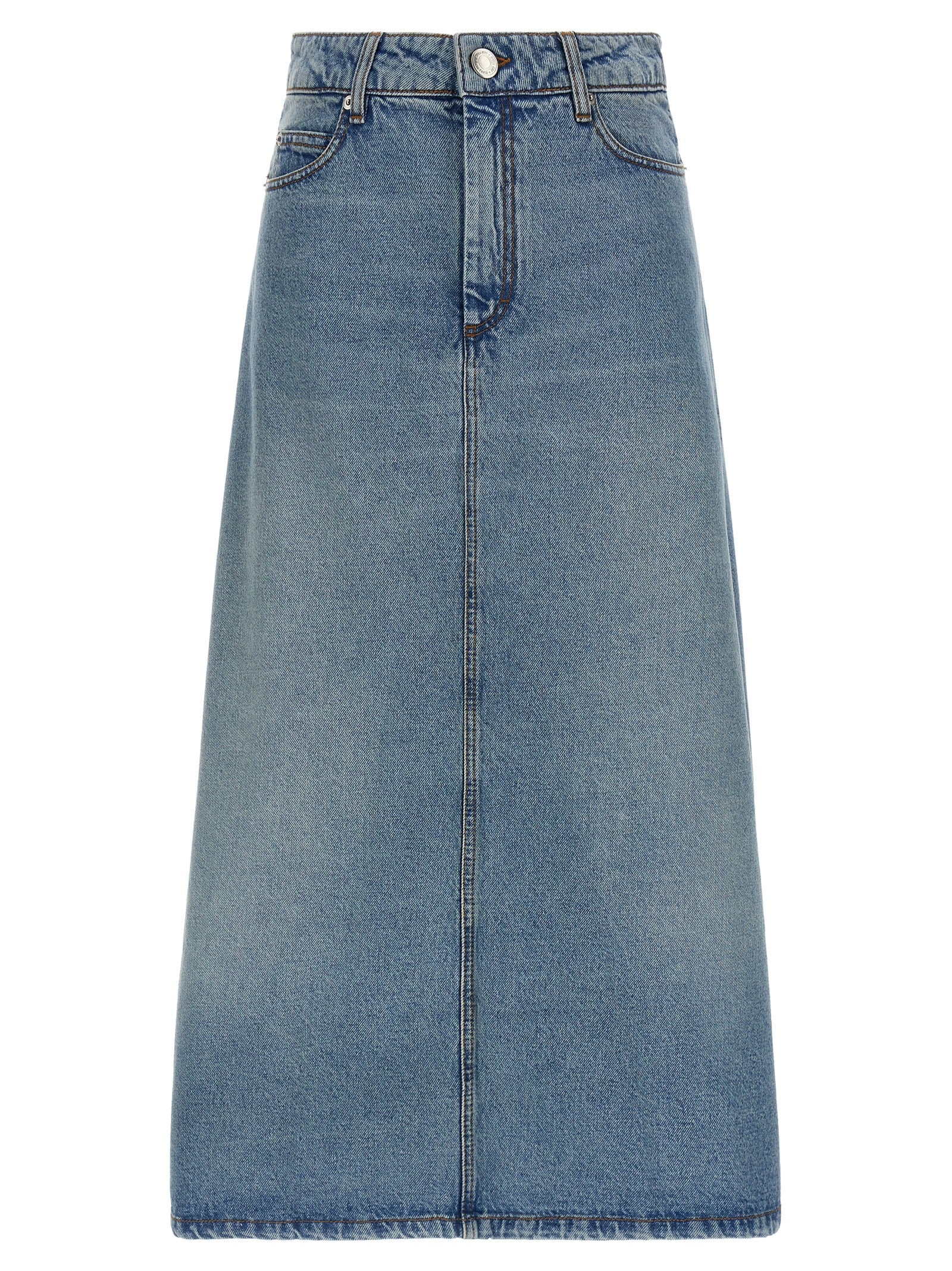 Ami Paris Blue Cotton Midi Skirt