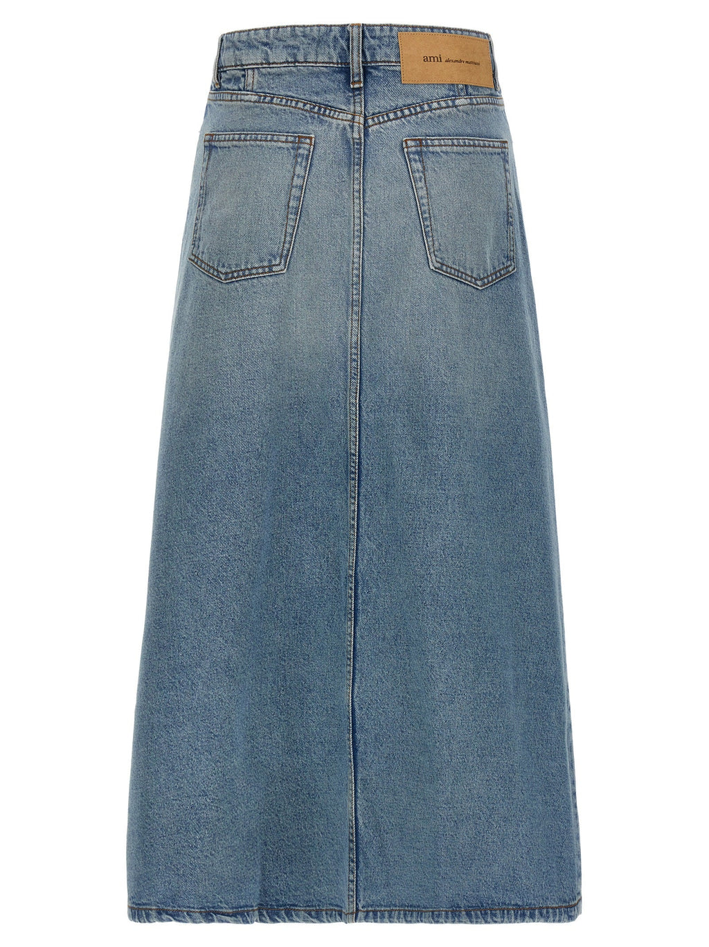 Ami Paris Blue Cotton Midi Skirt