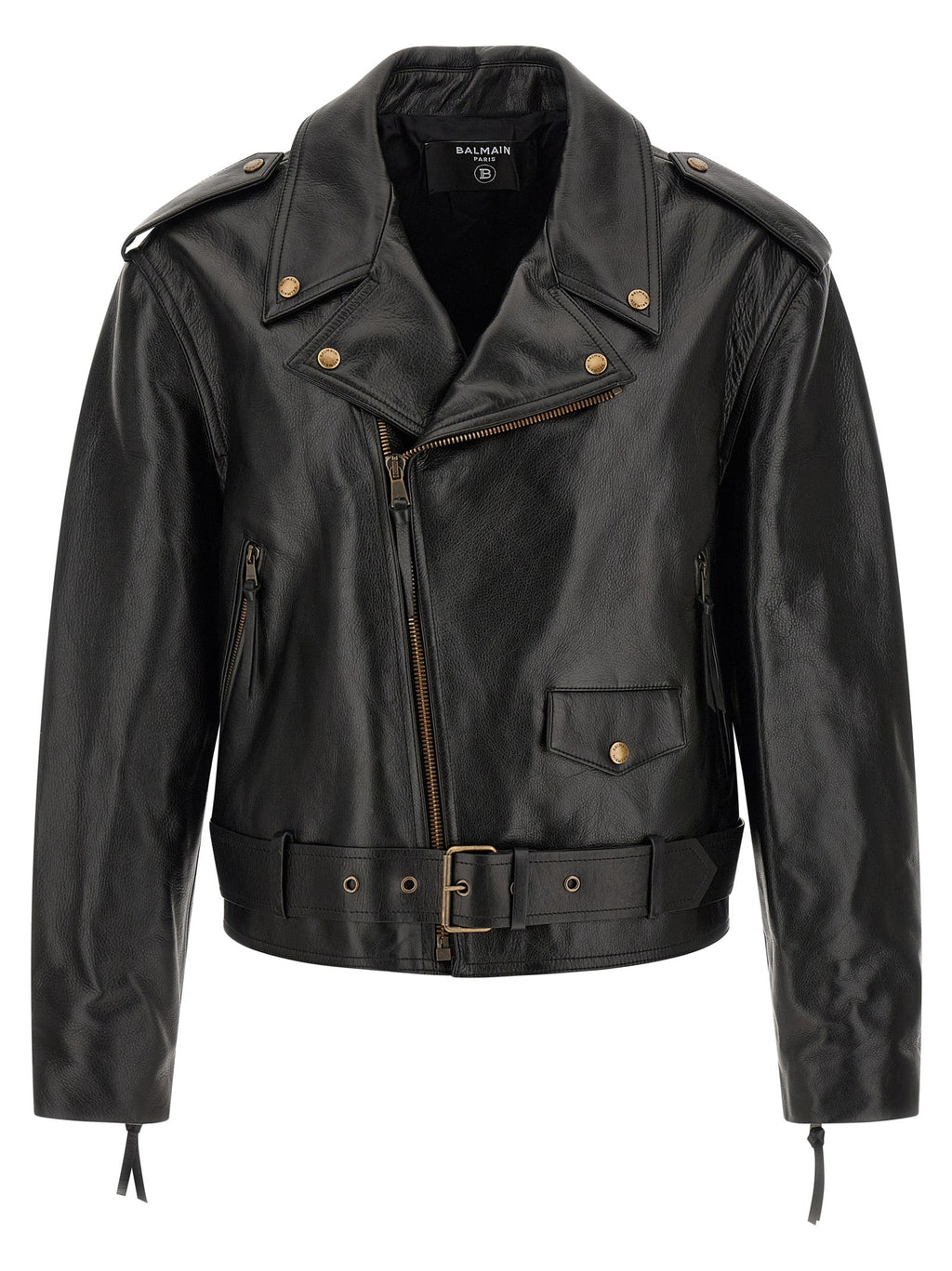 Balmain Black Calfskin Leather Jacket