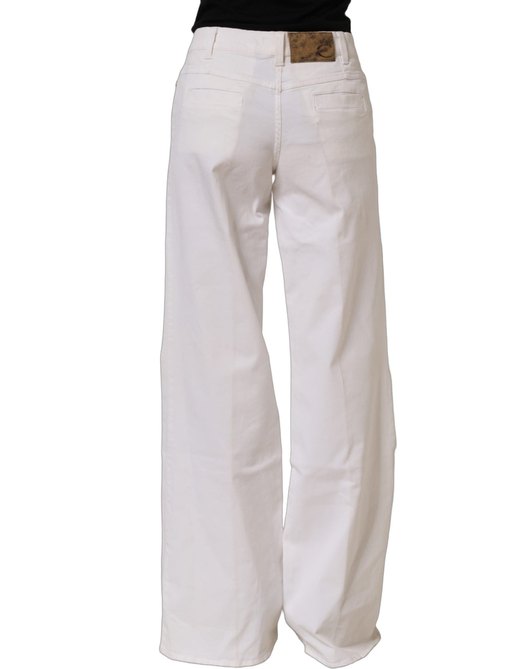 Just Cavalli White High Waist Wide Leg Denim Trouser Jeans