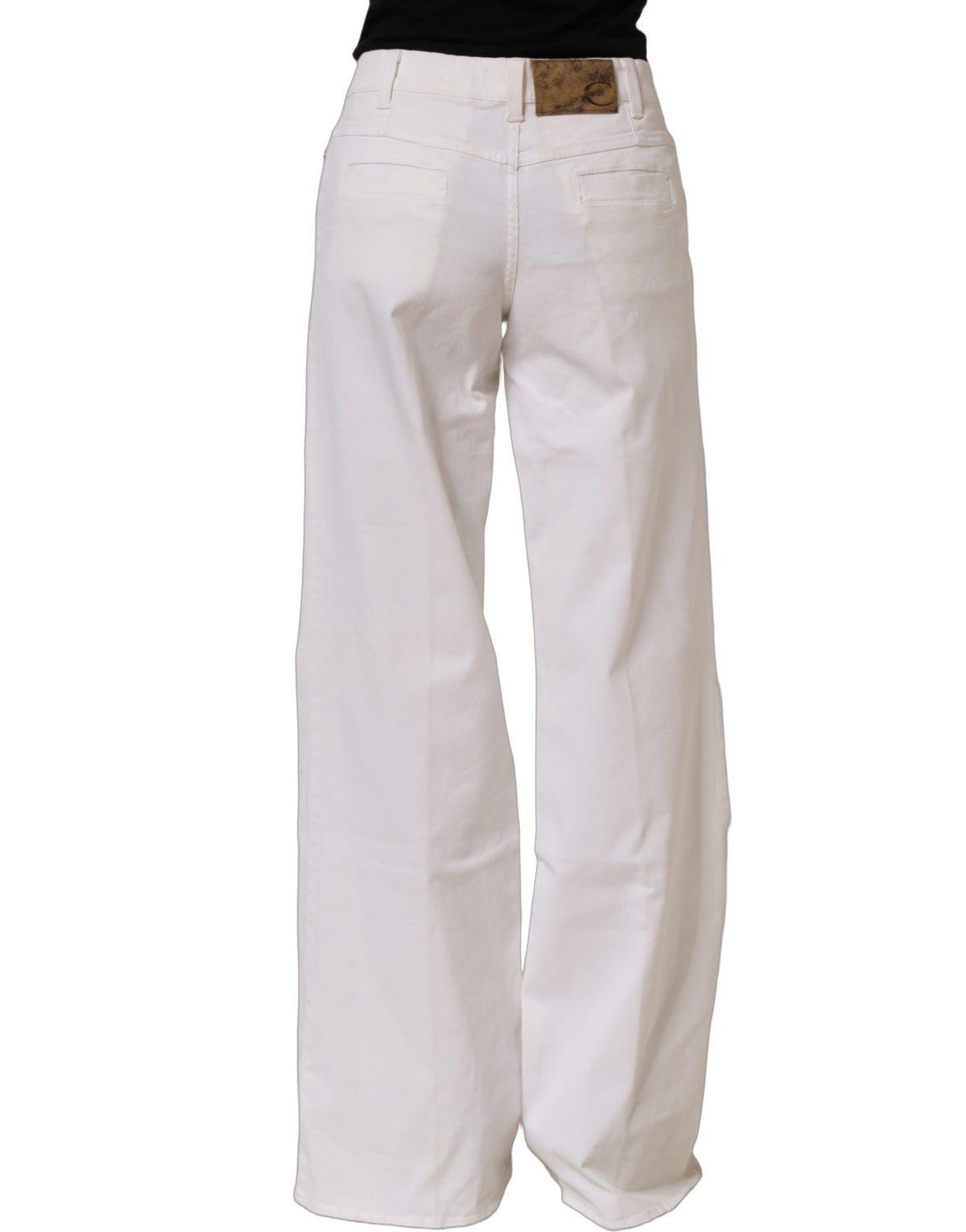 Just Cavalli White High Waist Wide Leg Denim Trouser Jeans