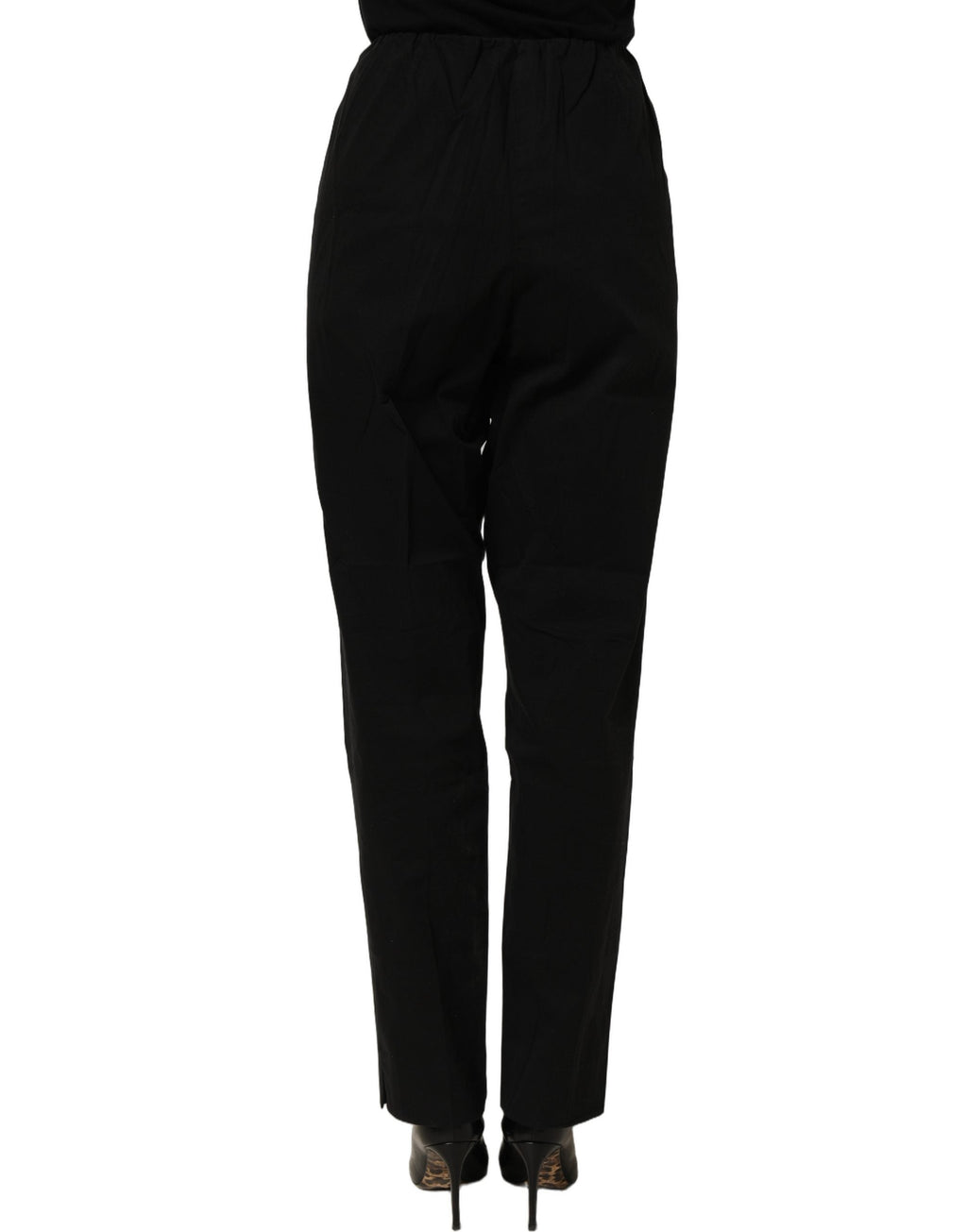 QL2 Black High-Waisted Straight Chino Women Trouser Pants