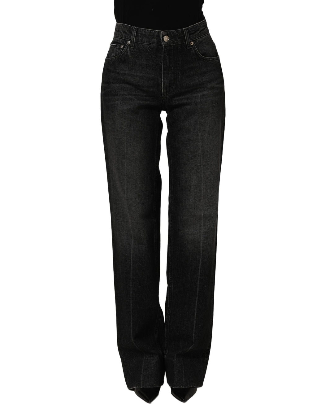 Dolce & Gabbana Black Cotton Stretch Straight Denim Jeans