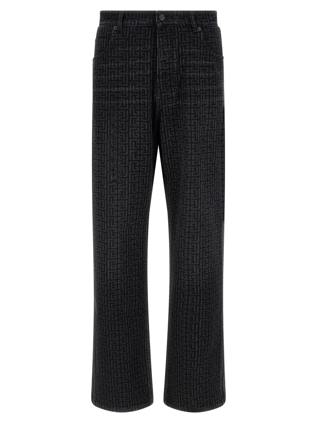 Balmain Black Cotton Straight-Leg Jeans