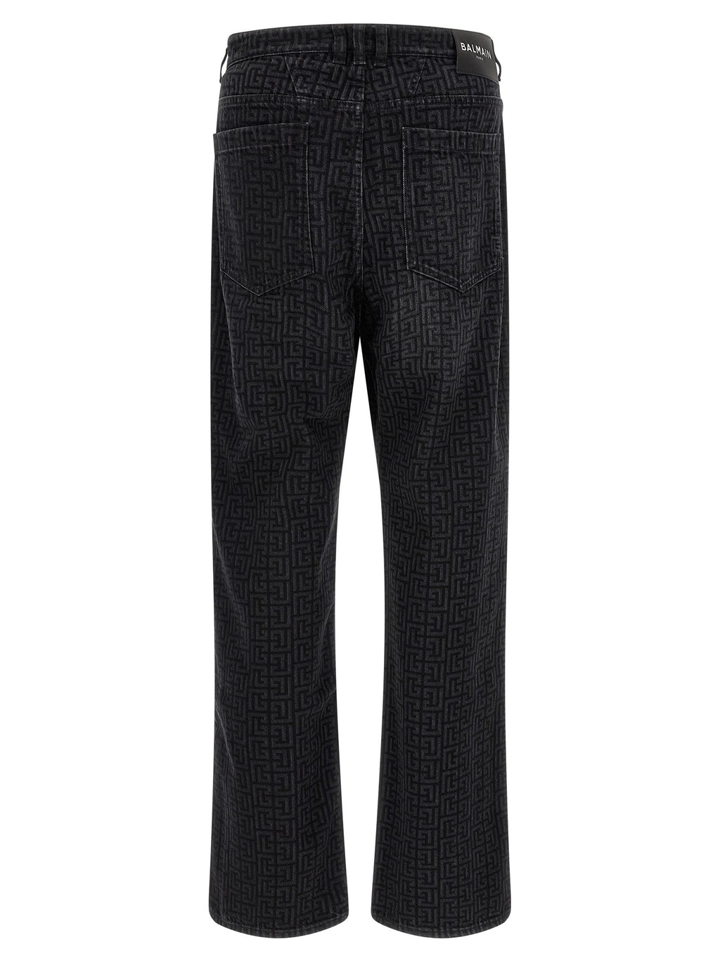 Balmain Black Cotton Straight-Leg Jeans