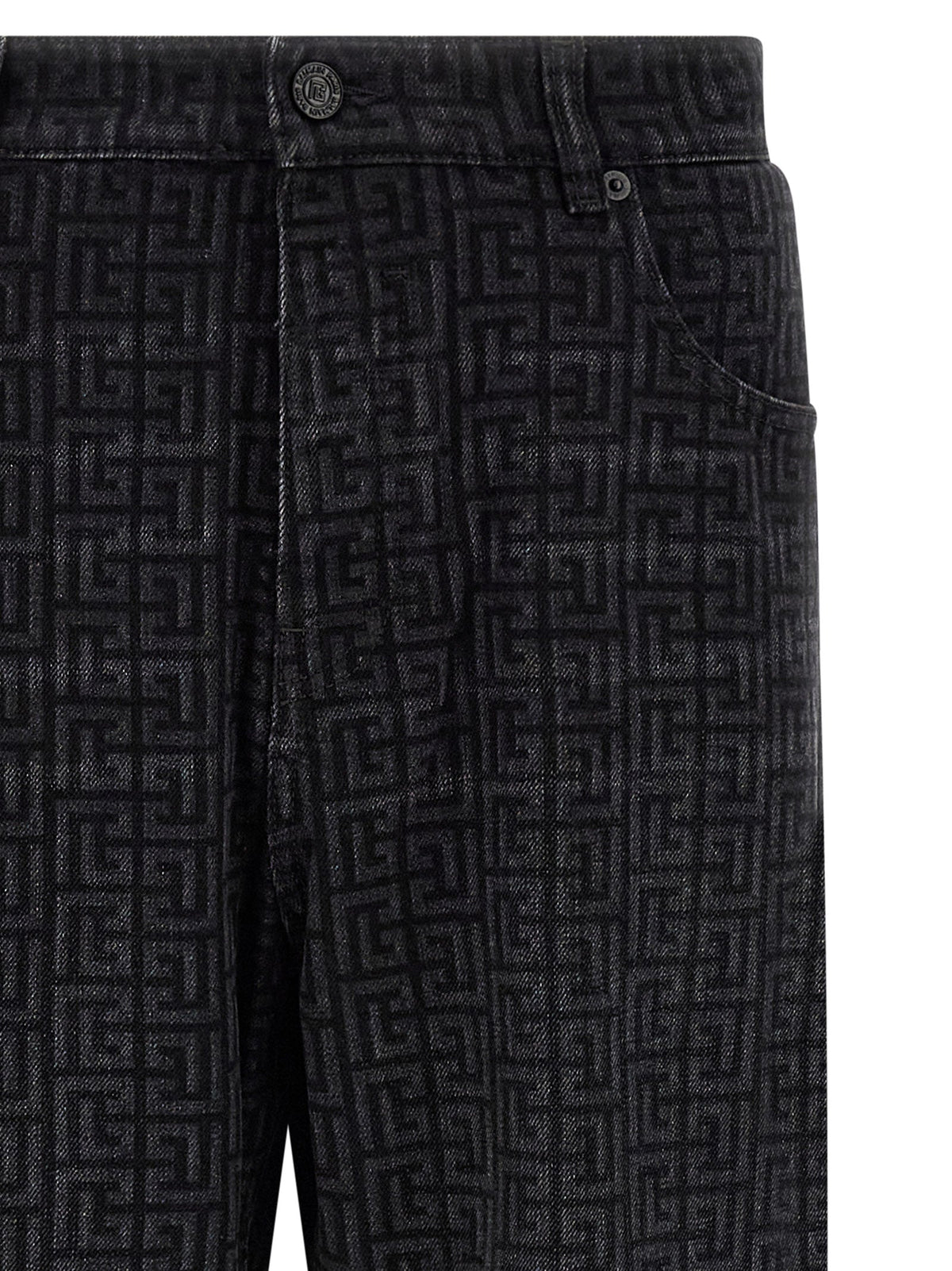 Balmain Black Cotton Straight-Leg Jeans