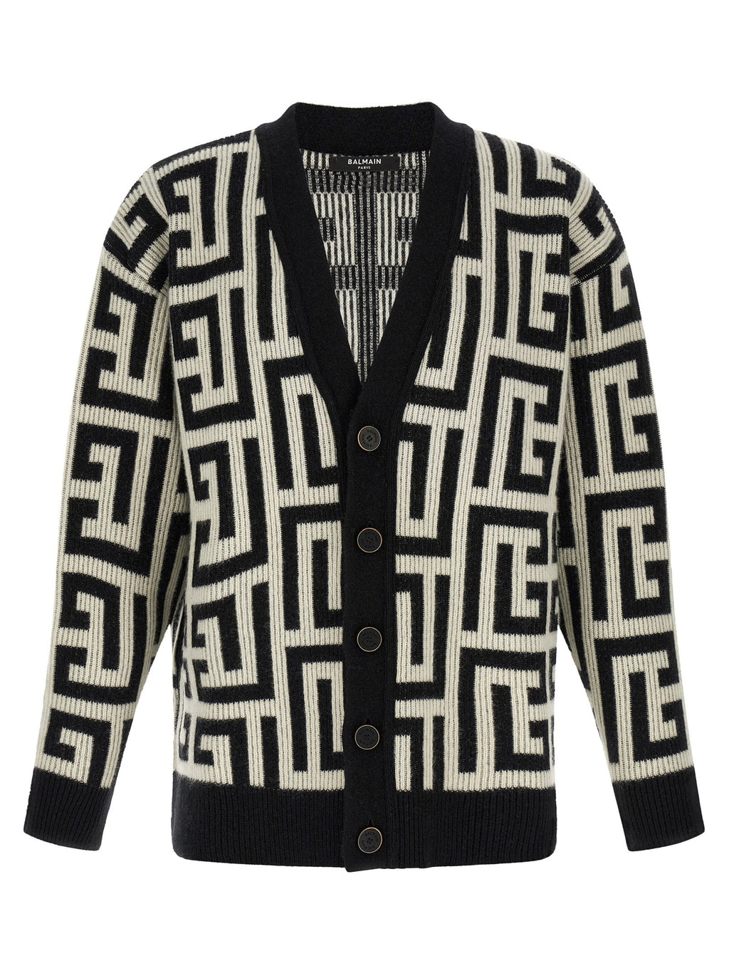 Balmain Bicolor Merino Wool Cardigan