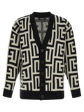 Balmain Bicolor Merino Wool Cardigan
