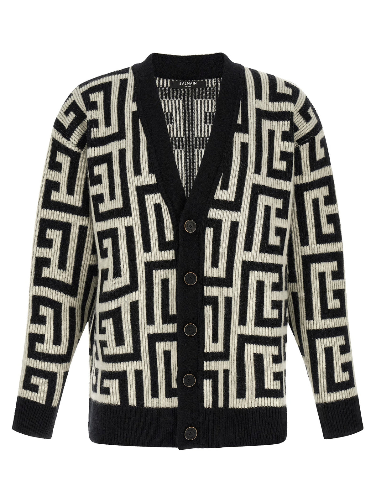 Balmain Bicolor Merino Wool Cardigan