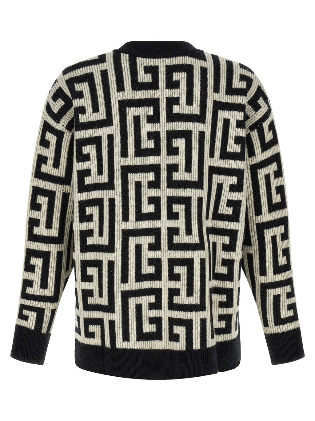 Balmain Bicolor Merino Wool Cardigan