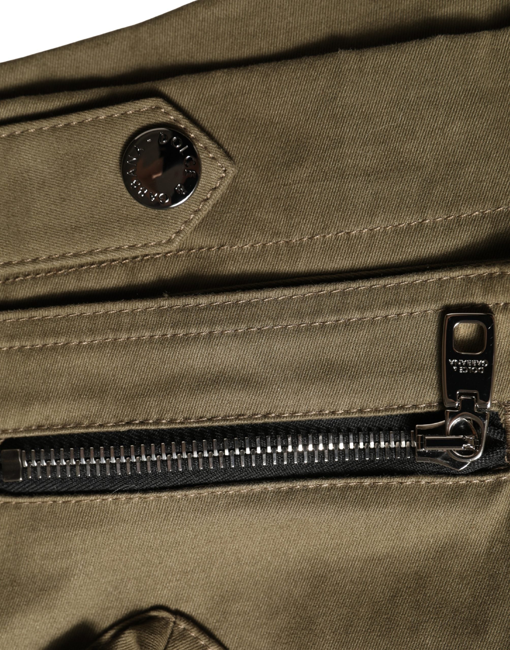 Dolce & Gabbana Green Cotton Mid Rise Cargo Hot Pants Shorts