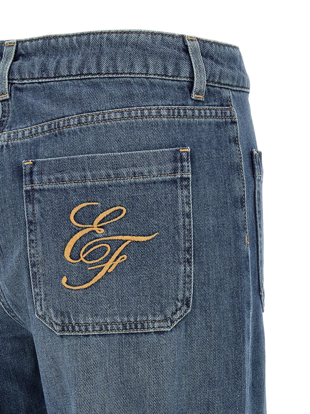 Elisabetta Franchi Blue Cotton Straight-Leg Jeans