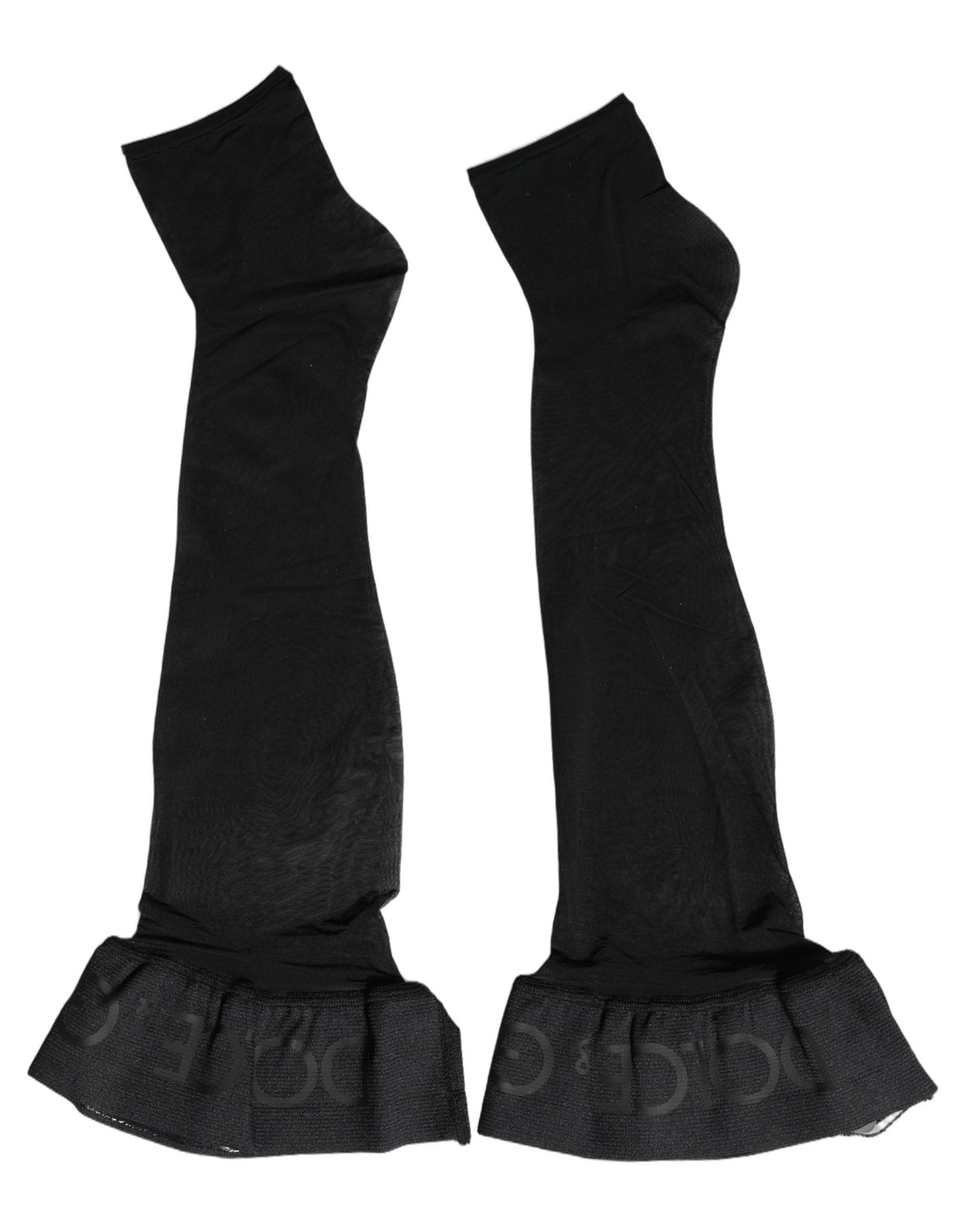 Dolce & Gabbana Black Nylon Logo Calf Long Women Accessory Socks