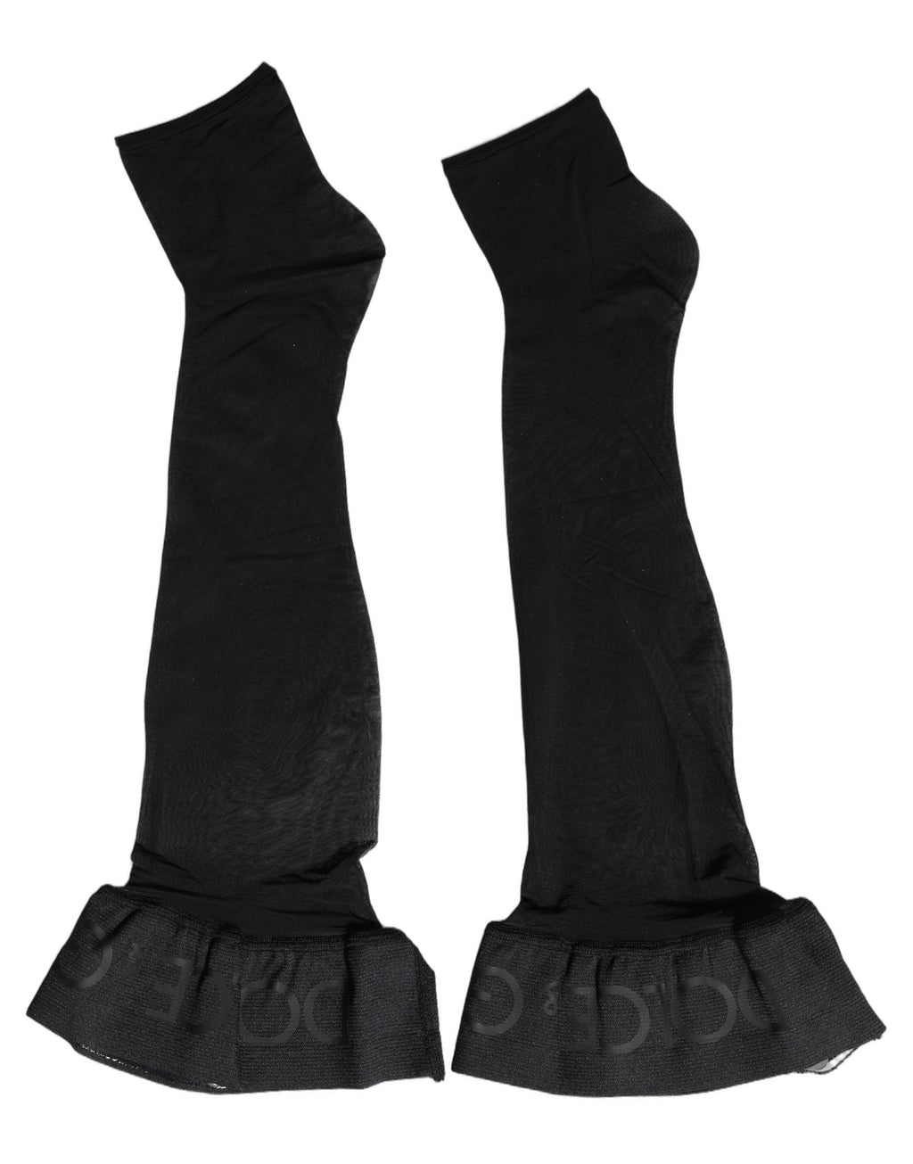 Dolce & Gabbana Black Nylon Logo Calf Long Women Accessory Socks