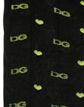 Dolce & Gabbana Black Green Nylon Logo Tights Stocking Pantyhose Socks