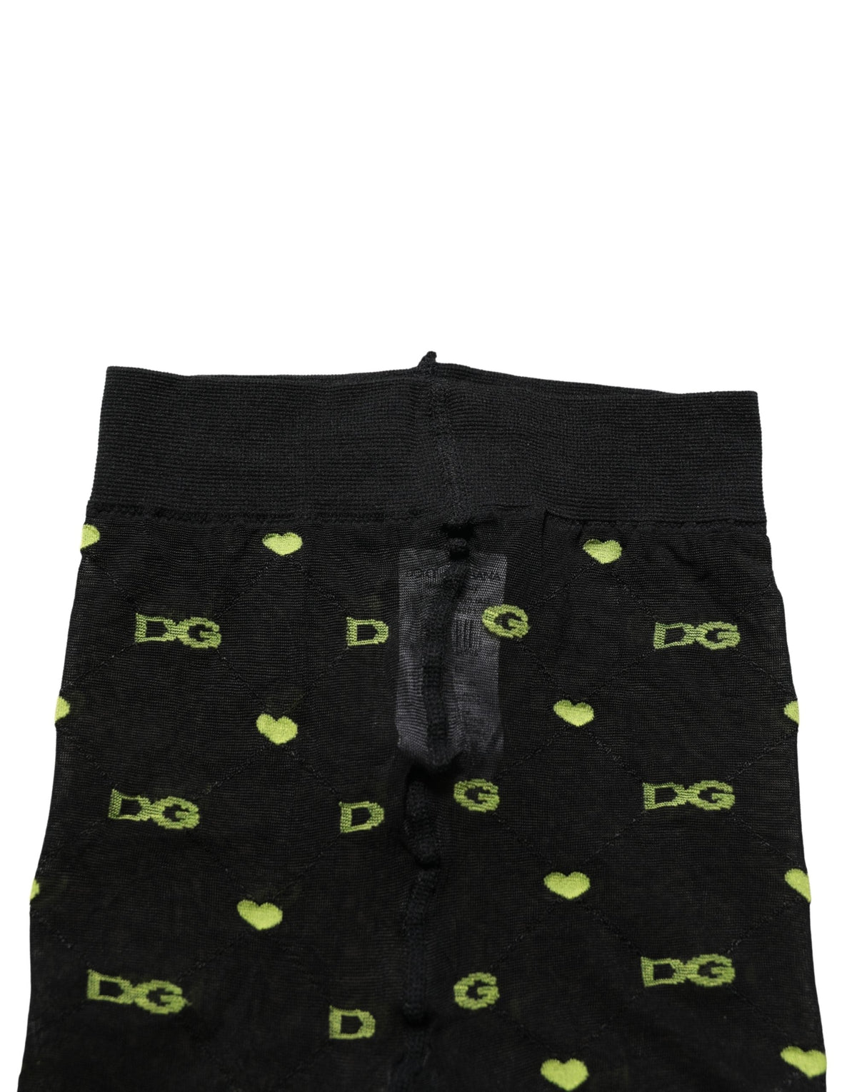 Dolce & Gabbana Black Green Nylon Logo Tights Stocking Pantyhose Socks