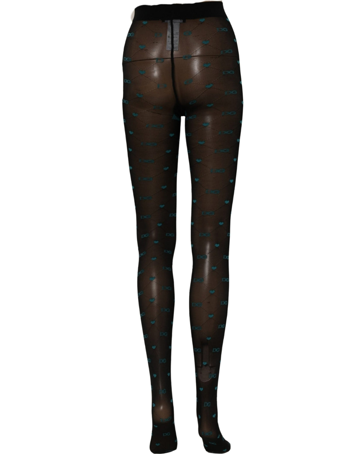 Dolce & Gabbana Black Nylon Logo Tights Stocking Pantyhose Socks