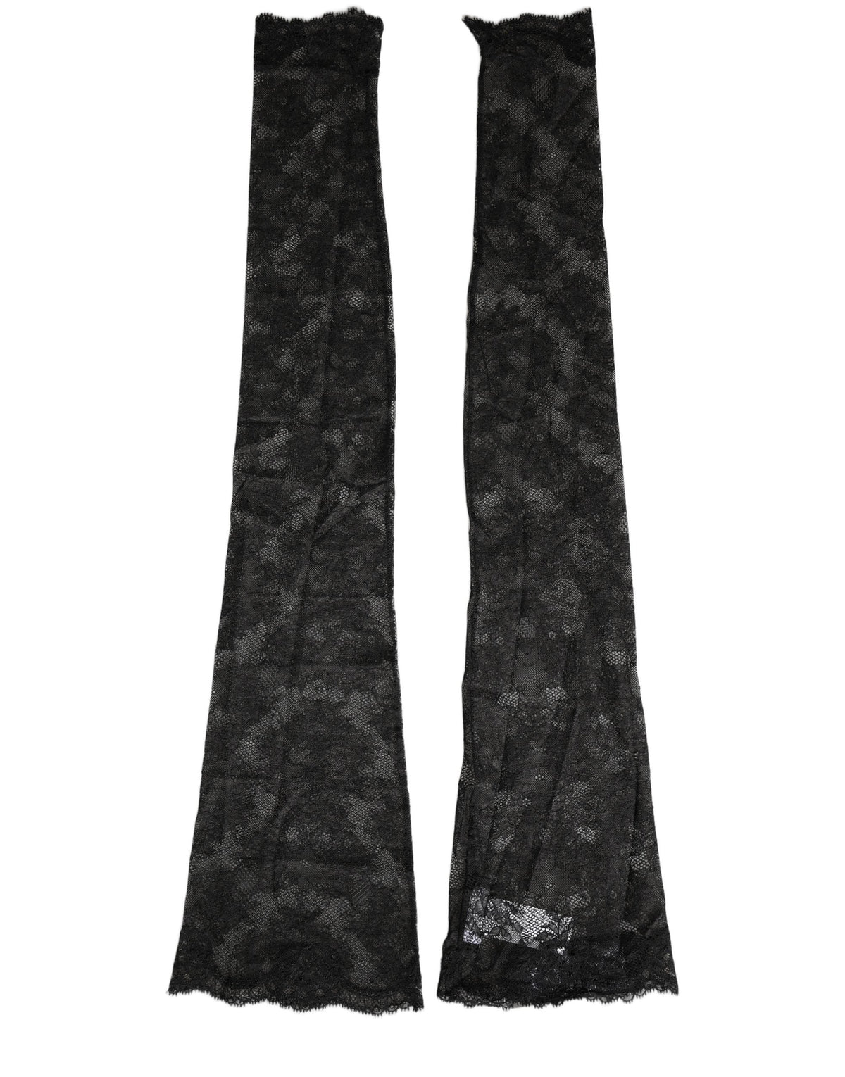 Dolce & Gabbana Black Floral Lace Nylon Stretch Knee High Socks