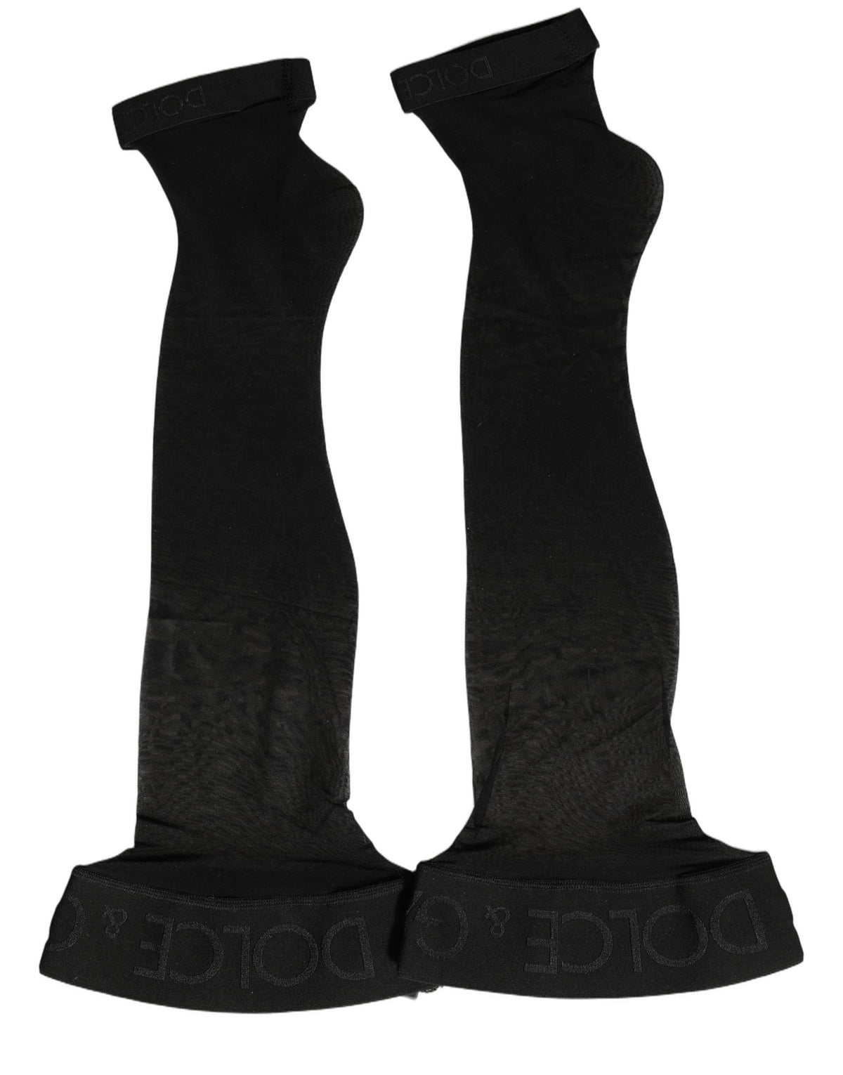 Dolce & Gabbana Black Nylon Logo Calf Long Women Accessory Socks