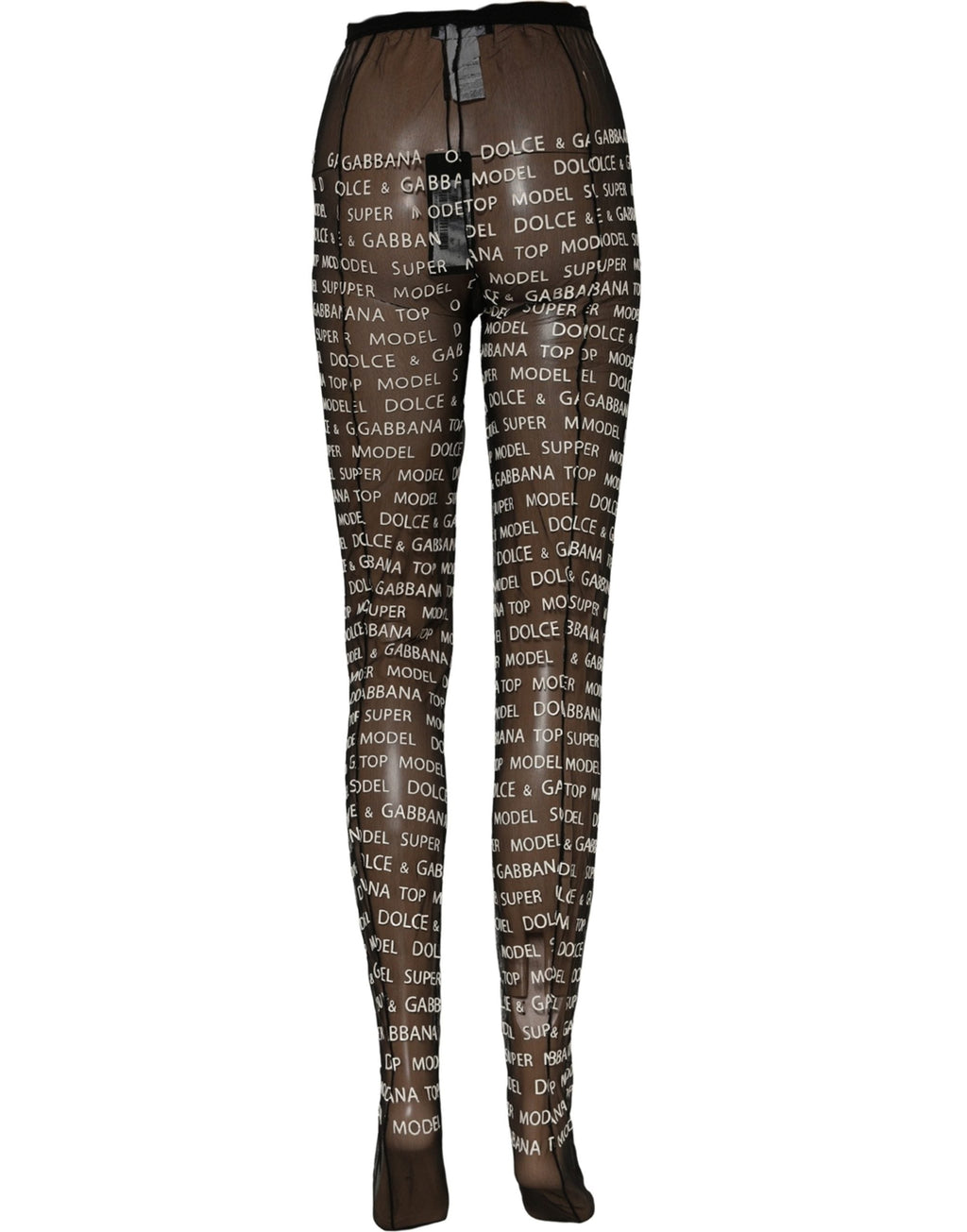 Dolce & Gabbana Black White All Over Print Sheer Stretch Tights Socks
