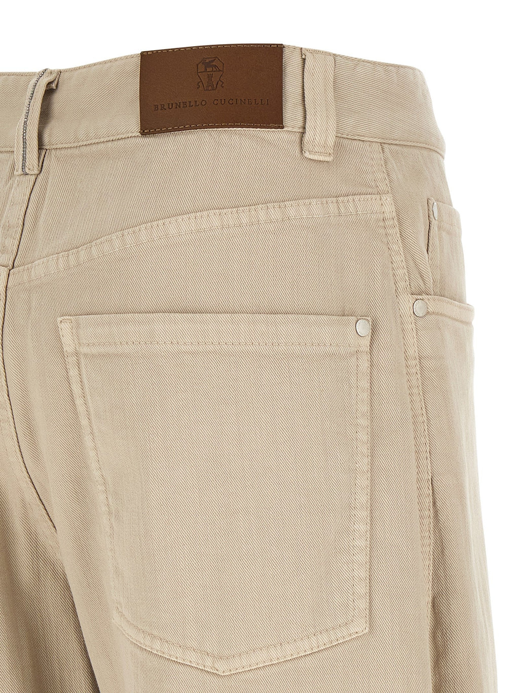 Brunello Cucinelli Beige Cotton Relaxed Fit Jeans