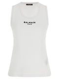 Balmain White Cotton Sleeveles T-Shirt