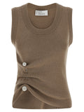 Giuseppe Di Morabito Beige Virgin Wool Sleeveles T-Shirt
