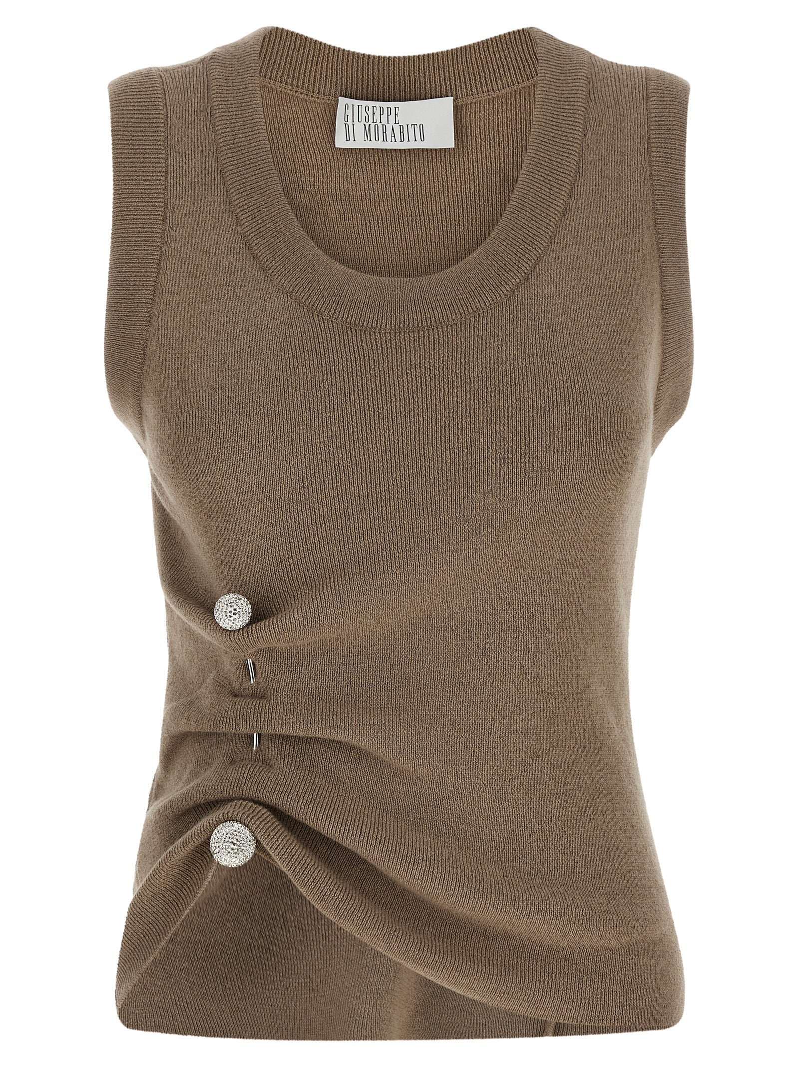 Giuseppe Di Morabito Beige Virgin Wool Sleeveles T-Shirt