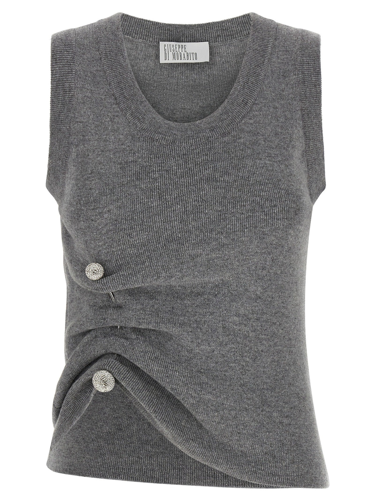 Giuseppe Di Morabito Gray Virgin Wool Sleeveles Sweater