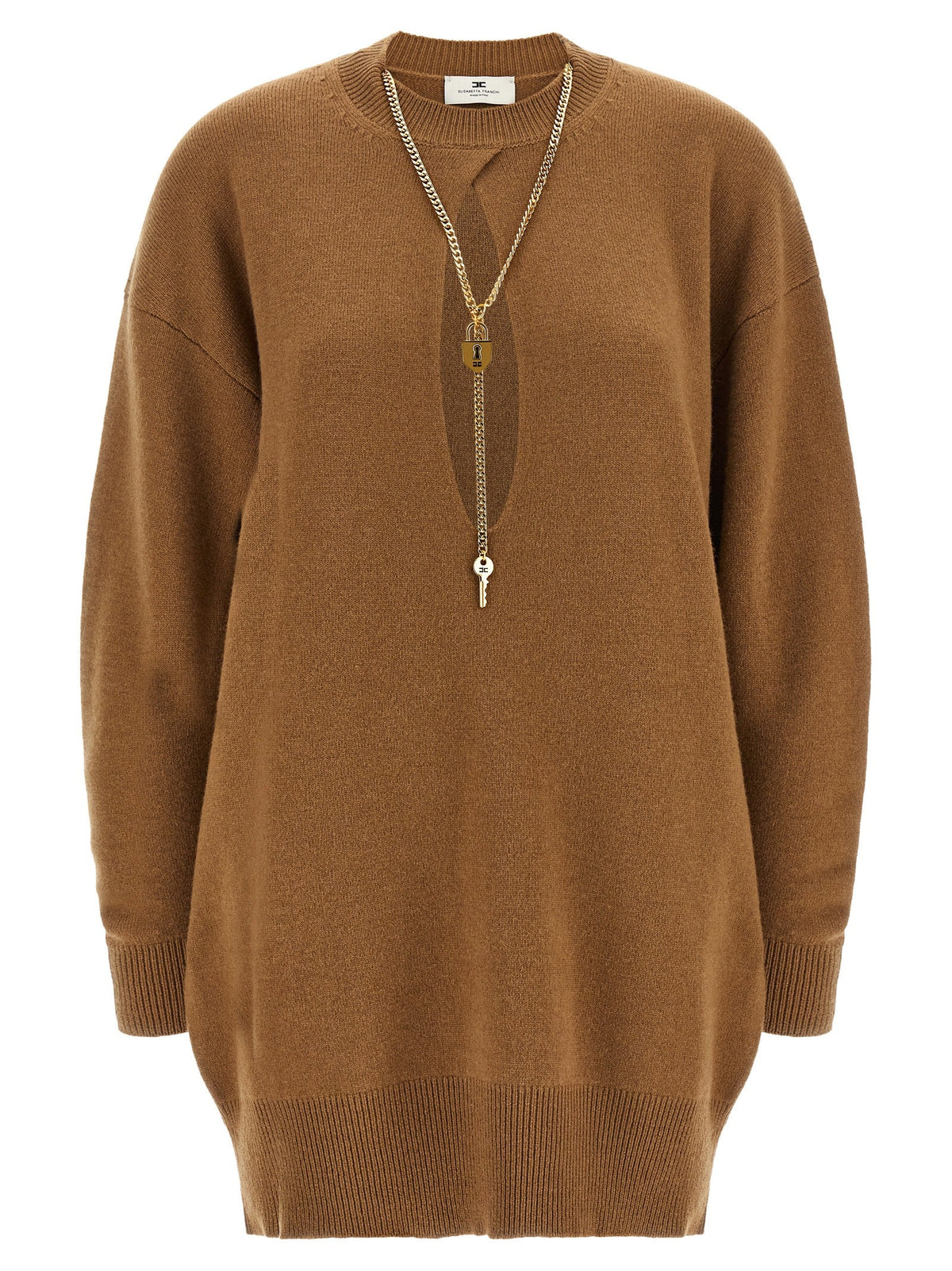 Elisabetta Franchi Brown Wool Short Dress