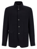 ZEGNA Blue Cashmere Full-Length Jacket
