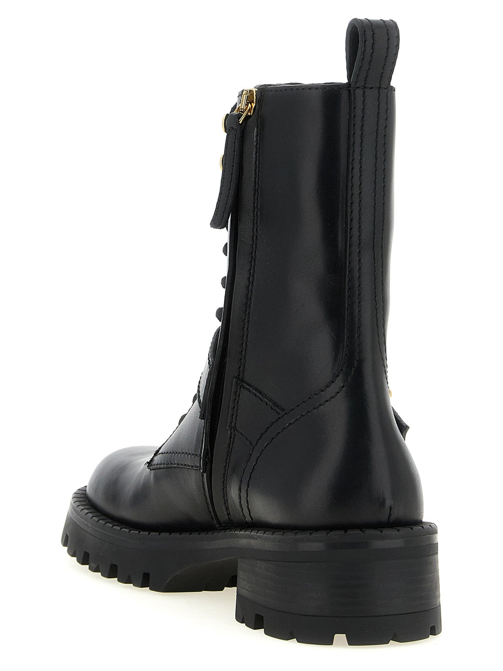 Versace Black Calfskin Lace-Up Boots