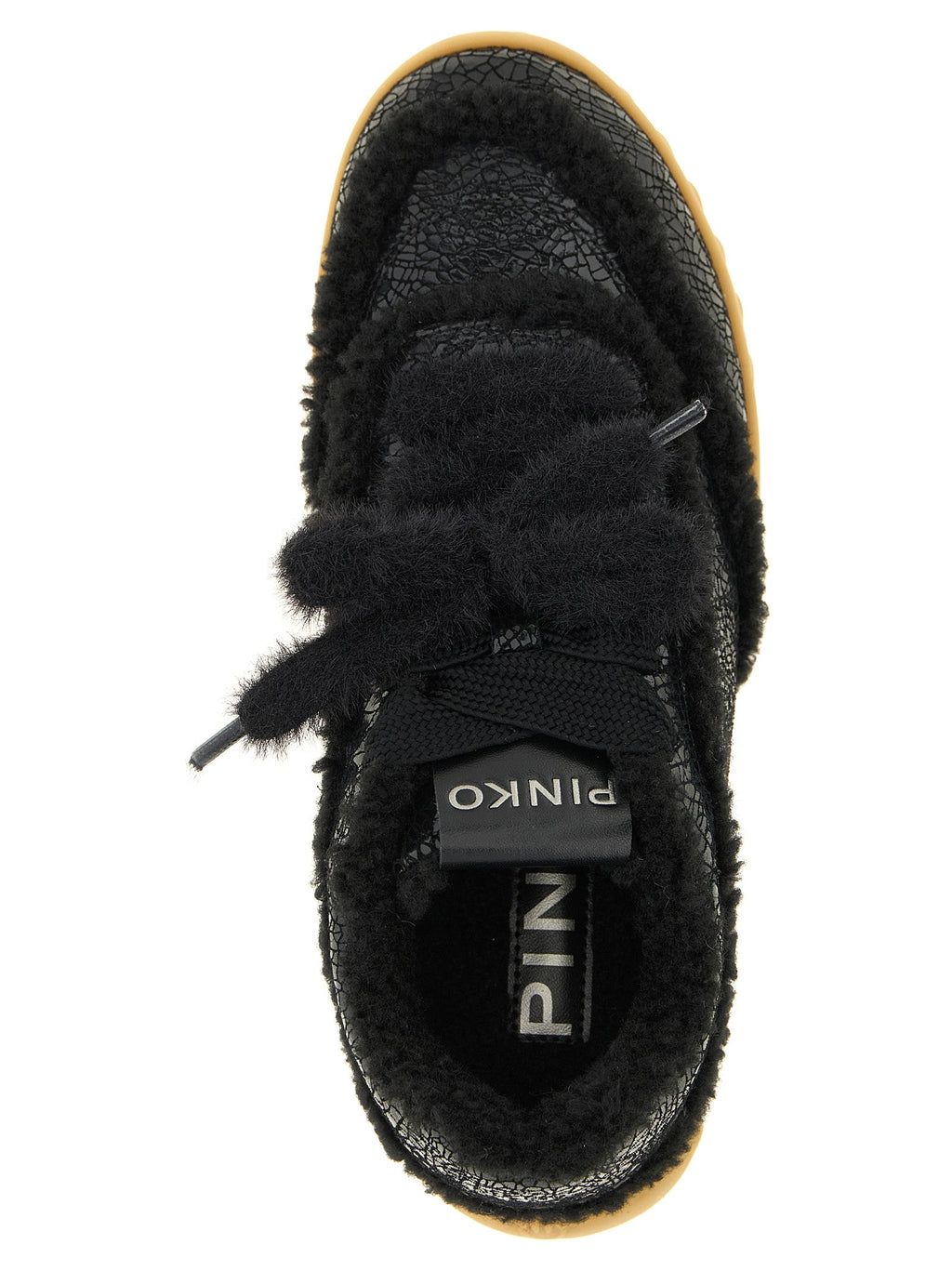 PINKO Black Cowhide Chunky Sneakers