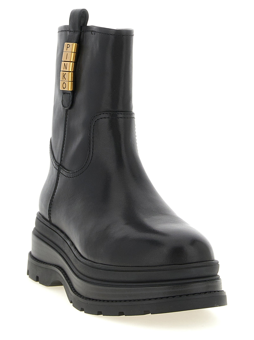 PINKO Black Cowhide Ankle Boots