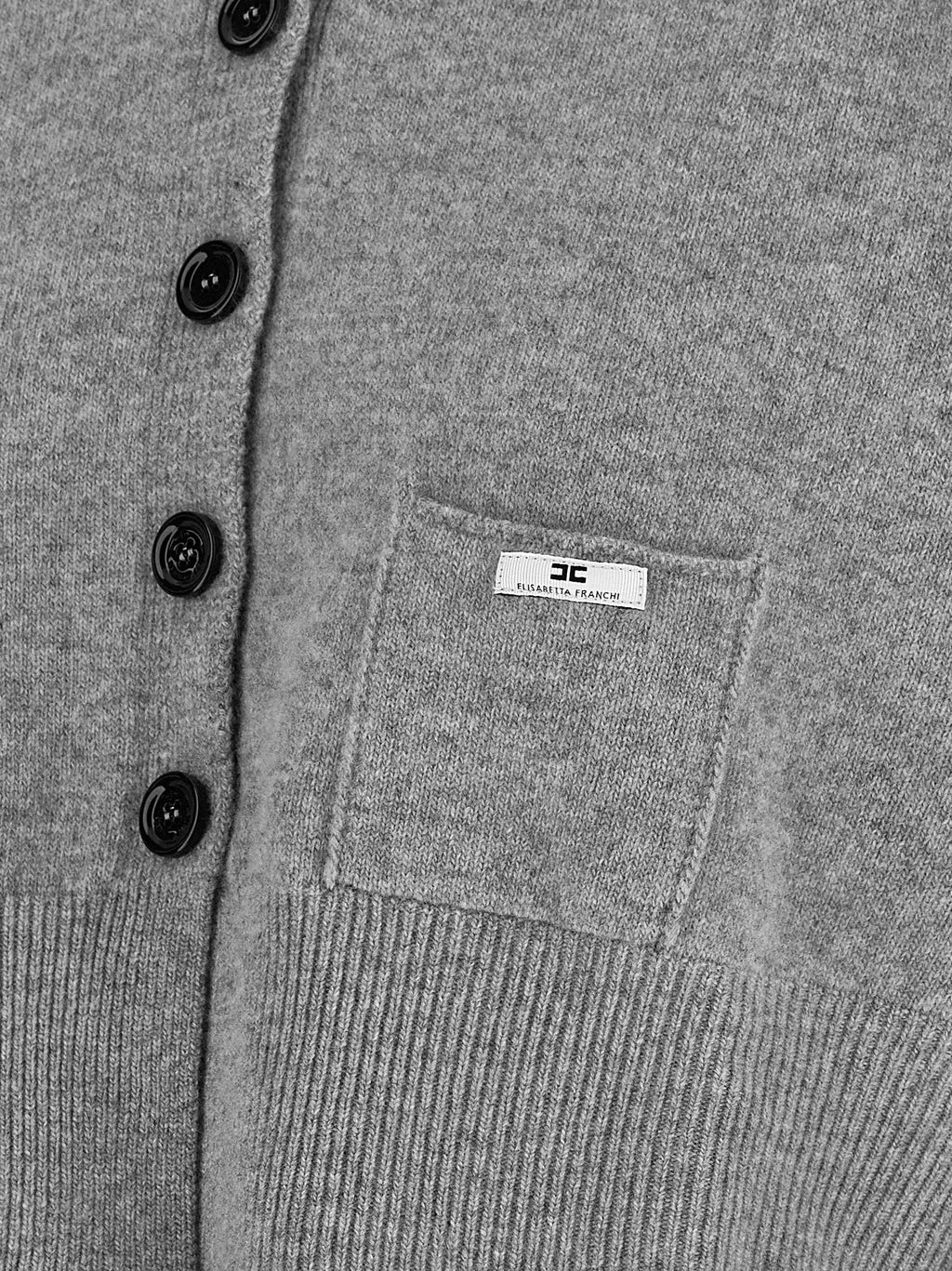 Elisabetta Franchi Gray Wool Cardigan