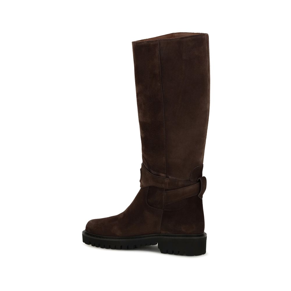 Valentino Garavani Brown Suede Leather Flat Boots