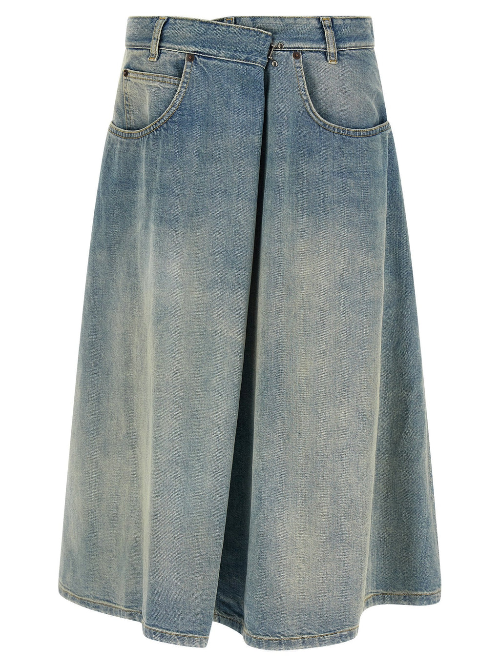 Maison Margiela Blue Cotton Midi Skirt