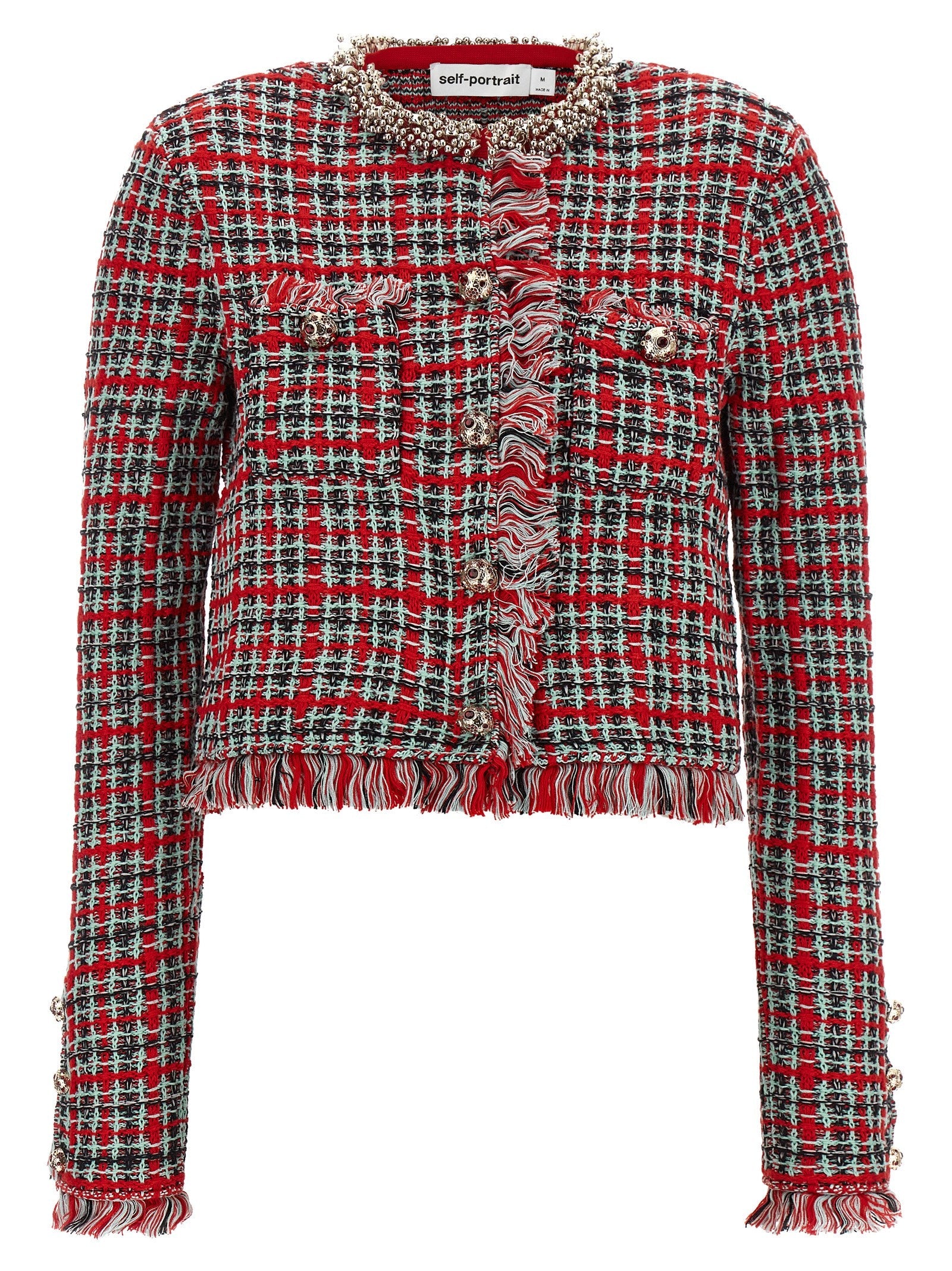 Self-Portrait Red Cotton Full-Length Jacket