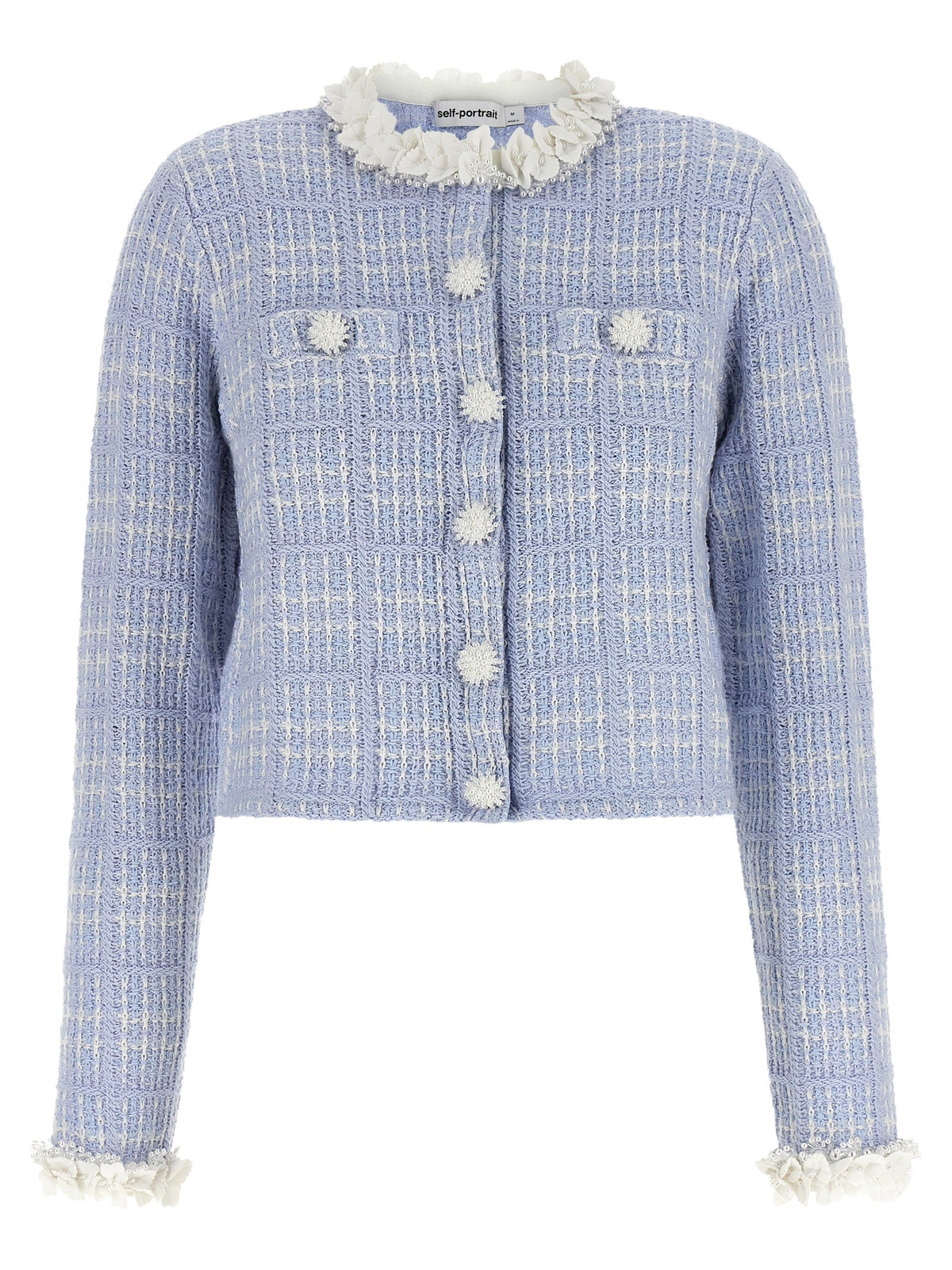Self-Portrait Blue Cotton Full-Length Jacket