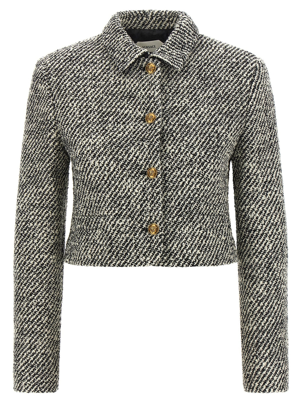 Versace Bicolor Virgin Wool Full-Length Jacket