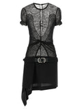 The Attico Black Polyamide Short Dress