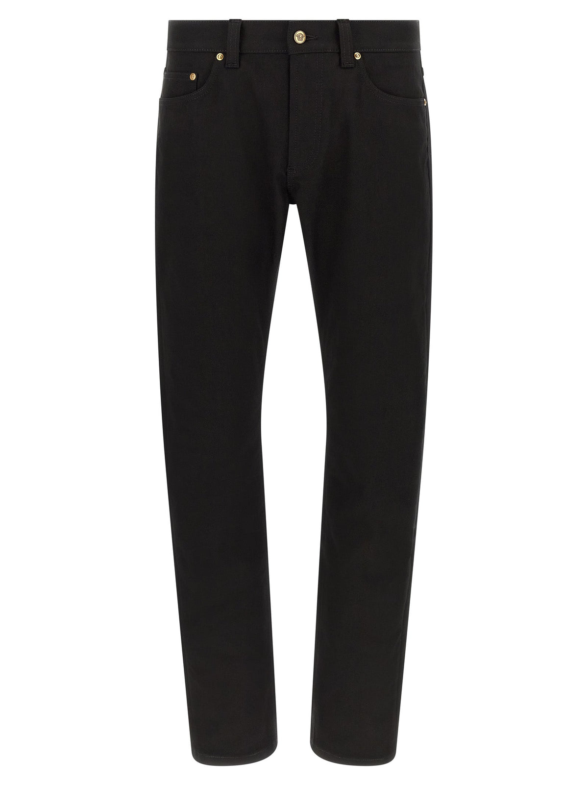 Versace Black Cotton Straight-Leg Jeans