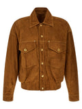 Versace Brown Lamb Leather Leather Jacket