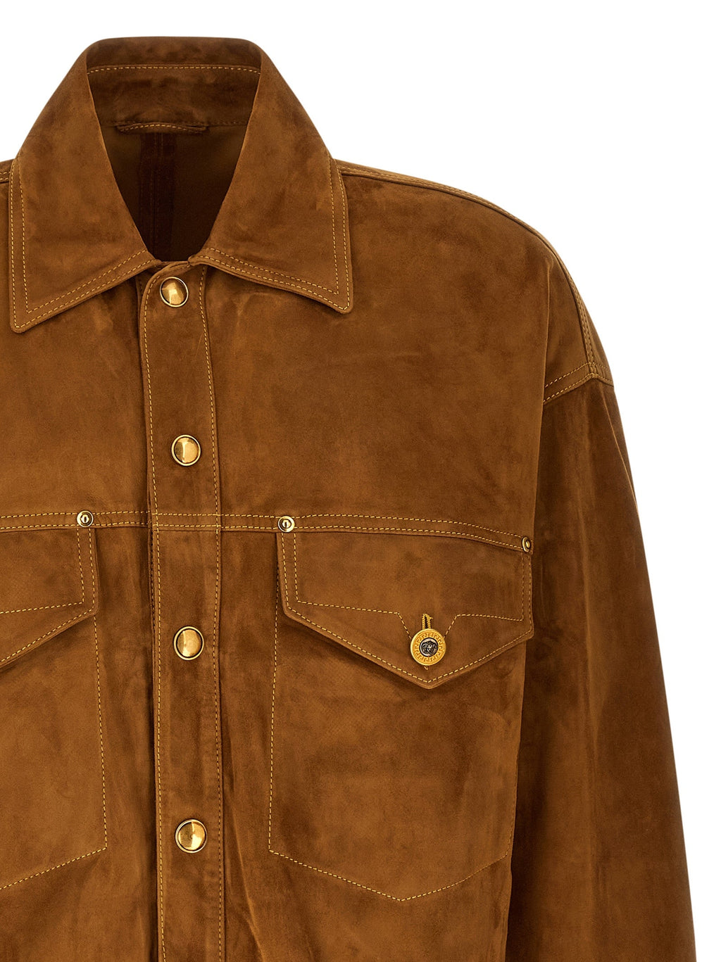 Versace Brown Lamb Leather Leather Jacket